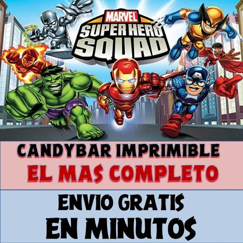 Kit Imprimible Candy Bar Marvel Escuadron Squad Mas Completo