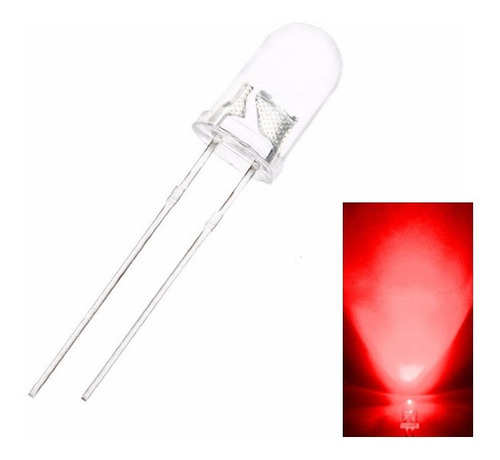 Lote X1000 Led Rojo 5mm Alto Brillo Lente Water Clear Con Filtro Uv - Apto Uso Exterior Y Semaforo