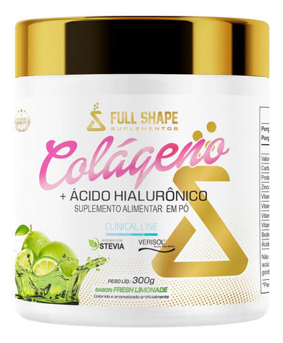 Colágeno + Acido Hialuronico + Biotina + Vitaminas 300g Morango