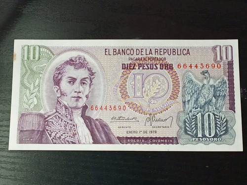 2 Billetes De 10 Pesos Oro Colombianos