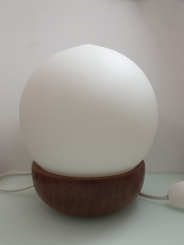 Velador Nordico Con Base De Madera ¡impecable! Madera Traslucido Blanco (Usado)