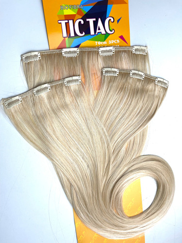 Cabelo Tic Tac Fibra Bio Orgânico Macio Liso 70 Cm 3 Telas