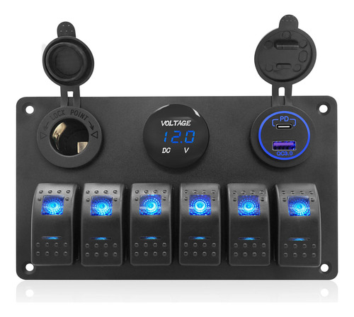 (aluminium 6 Gang) - 6/8 Gang Rocker Switch Panel For Rv Mar