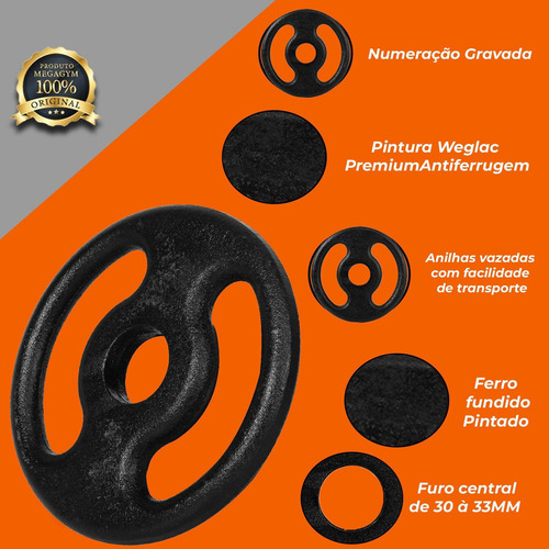 Kit Anilha Pintada 4x5kg Peso Academia P/halter E Barra Cor Preto