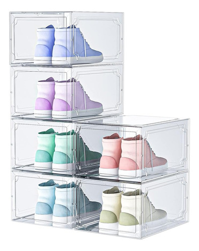 Caja De Zapatos Vitrina Apilables Premium Multiusos 6 Pcs 