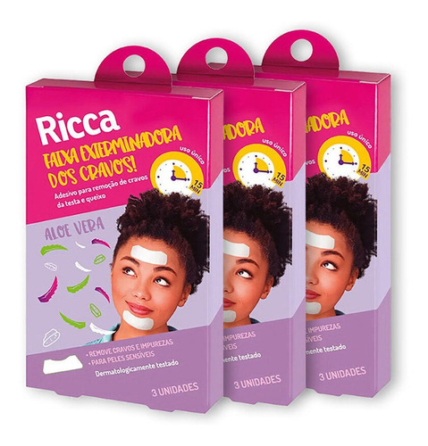 Kit 3 Fita Adesiva Remoção De Cravos Testa Queixo Ricca 3 Un