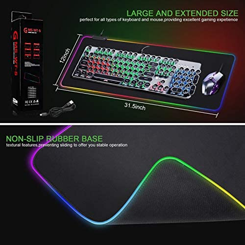Mouse Pad Grande Antideslizante Con Iluminacion Rgb Negro