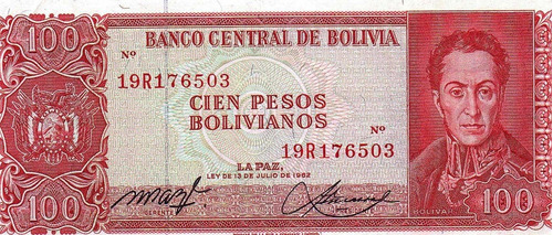 Billete Bolivia - 100 Pesos Bolivianos - 1962 - Unc