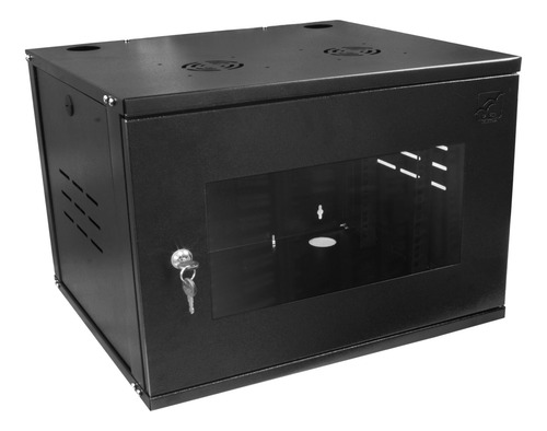 Mini Rack 8ux57cm 19'' P/ Servidor Parede Cftv Preto + Chave
