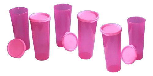 Set De 6 Vasos Maravilla Tupperware Con Tapa De 470 Ml