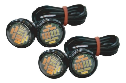 4 X Led Ojo De Aguila Luz 23mm 12v Blanco Y Ambar En La Luz