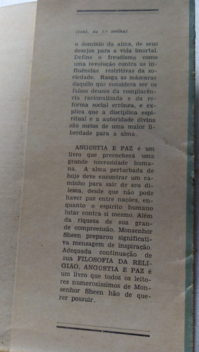 Livro Raro De 1953 Angústia E Paz - Fulton J. Sheen - L19 (Usado)