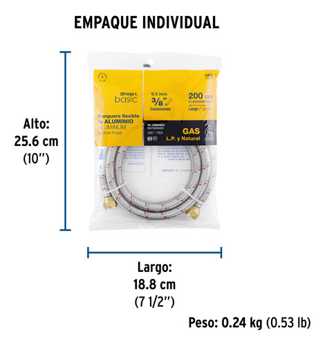 Kit Regulador De Gas Con Maneral + Manguera Aluminio 2 Mts