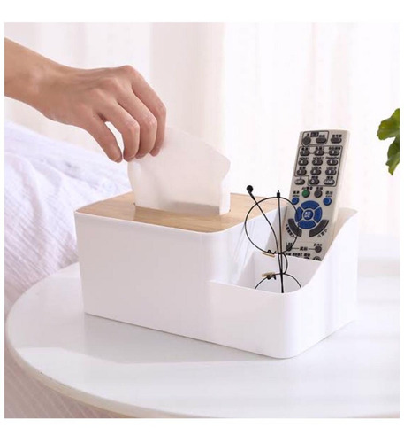 Imagen 4 de 7 de Porta Pañuelos Con Organizador Blanco Con Madera