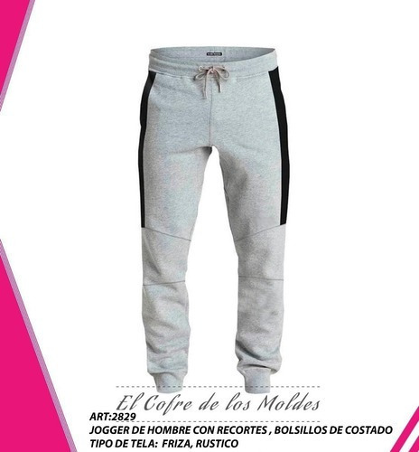 Molde  Jogger Hombre C/ Recortes Pack Talles Xl A 6xl