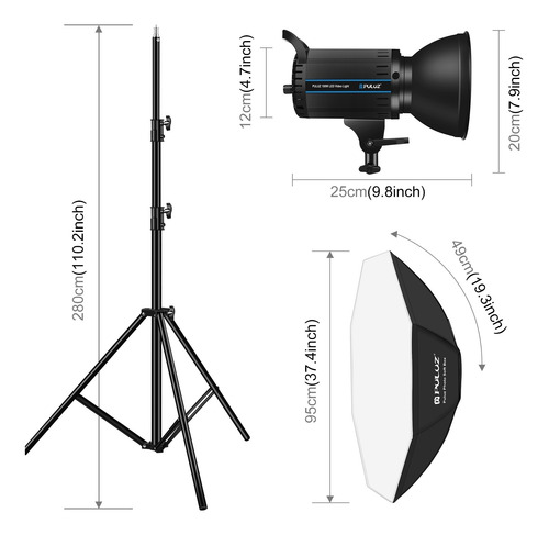 Imagen 2 de 10 de Luz De Video 100w Softbox Octogonal 95 Cm Cri 97