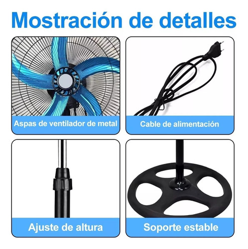 Ventilador Pedestal Piso Pared 3en1 Con 5 Aspas 18 Pulgadas