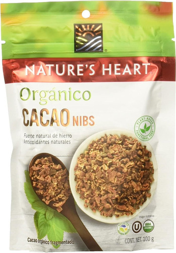 Nature's Heart Superfood Orgánico Cacao En Trozos, 100 G