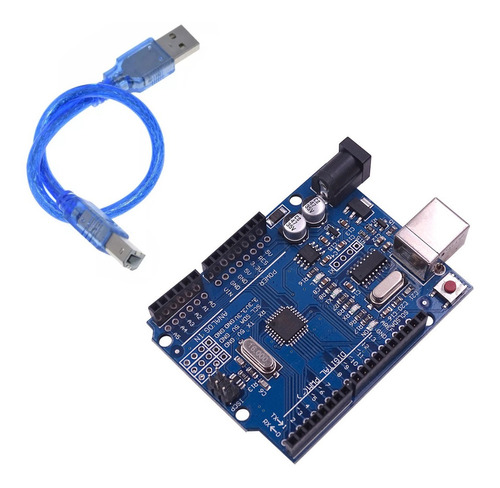 Imagen 1 de 3 de Placa Arduino Uno R3 Atmega328p Smd Ch340g Con Cable
