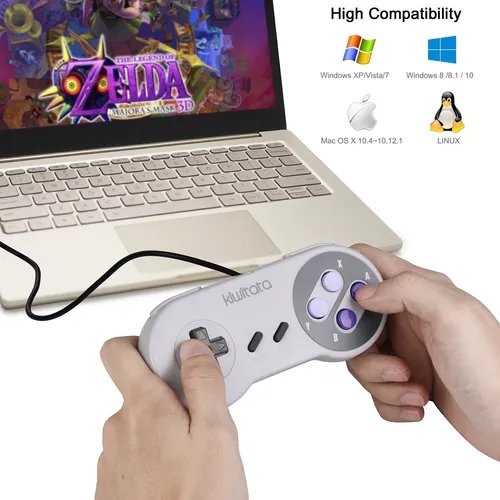 Controlador Usb Kiwitata 2x Classic Snes Para Pc Mac Raspber