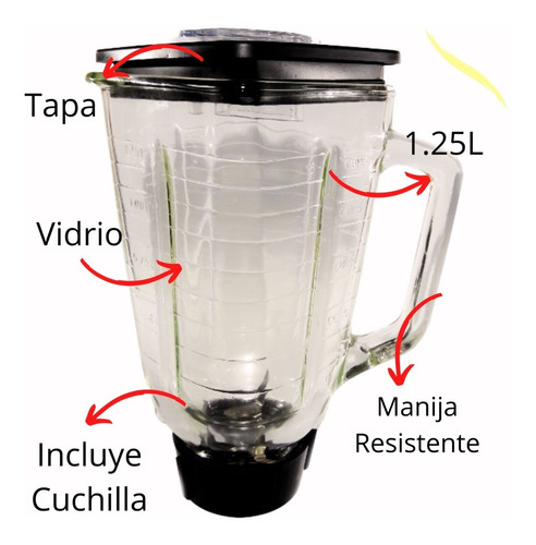 Imagen 2 de 9 de Vaso Jarra Licuadora Compatible Oster 4655 4162 Completo