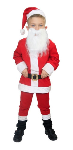Disfraz Santa Claus Clasico Con Barba Blanca Niño