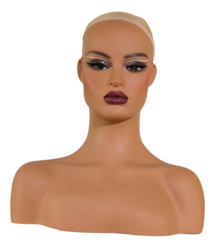 Cabeza De Maniquí Femenina Realista Con Maquillaje Para