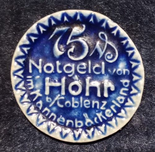 Monedas Alemania Notgeld Höhr/coblenz. Porcelana X 3 Uni (Usado)