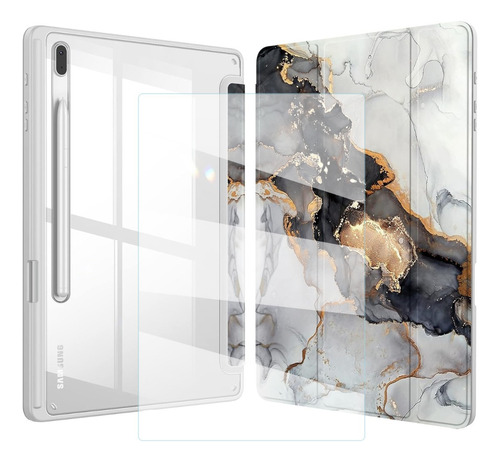 Mica + Funda Para Galaxy Tab S7 Fe / S7+ / S8+ Smart Marmol
