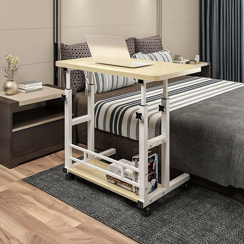 Mesa Escritorio Móvil Ajustable Altura Ruedas Portátil Negro