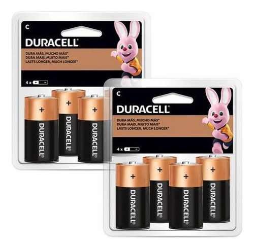 Kit 8 Pilhas C Media Duracell Alcalina Lr14 1.5v Brinquedo