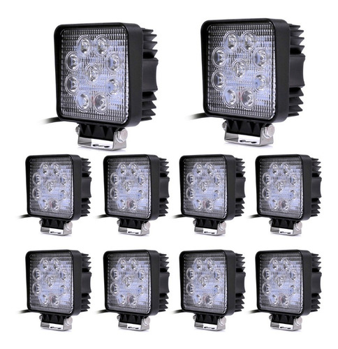 Kit X10 Faro Auxiliar Reflector 4x4 Led Off Road 27w 12a24v