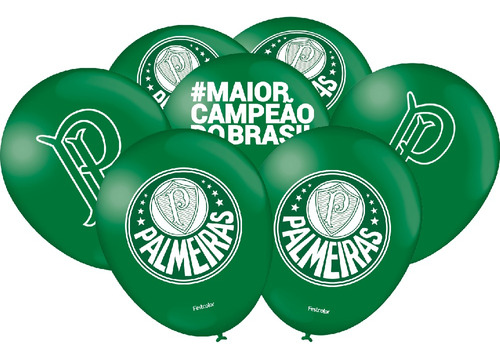 Balão - Bexiga Verde E Branco Palmeiras - 25 Unidades