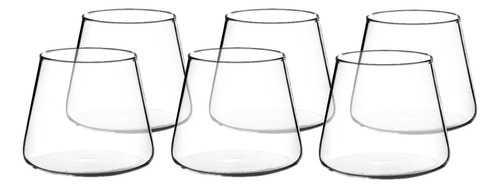Set 6 Vasos De Vidrio Estilo Japonés 320 Ml Simplit Color Blanco