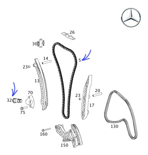 Kit Distribucion Cadena Y Tensor Mercedes Motor 271 C200 Cgi