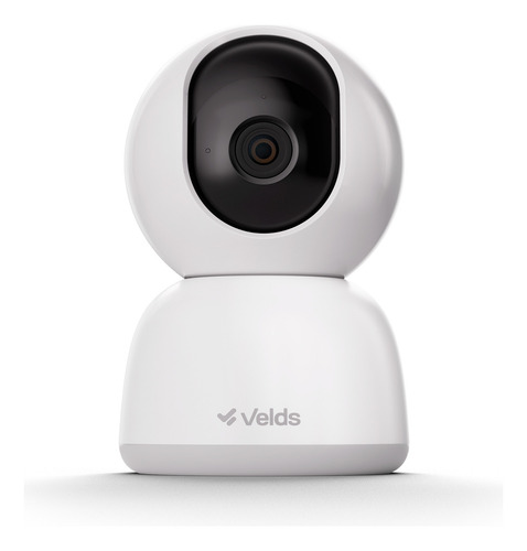 Câmera Inteligente Interna 360° Velds, Wi-Fi, Full HD, Rastreamento de Movimento, Visão Noturna, Detecção de Som, Áudio Bidirecional, VDS CIPTZW-3M, Branco