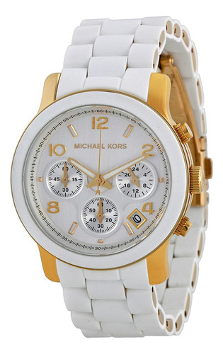 Reloj Michael Kors Mk5145 Runway White And Gold Para Dama