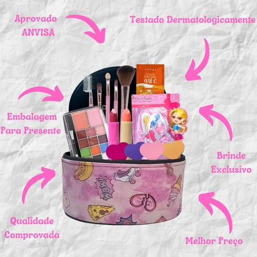 Combo De Maquiagem Infantil Para Menina Com Maleta Maquiagem
