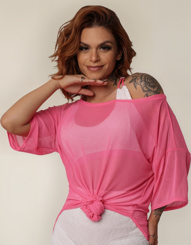 Chemise De Tule Delineado Moving - Blusa Regata Top Academia