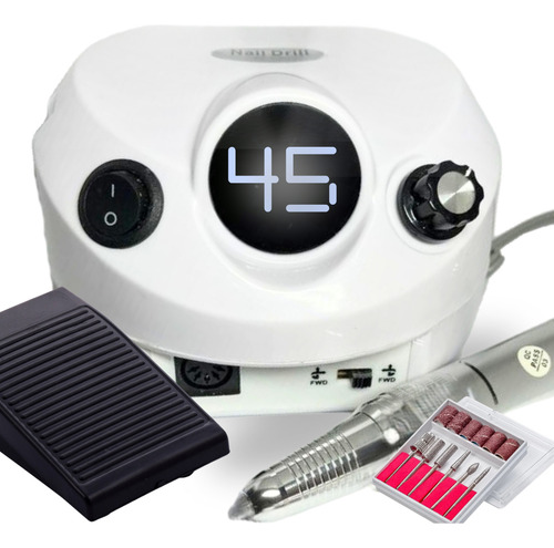 Lixadeira Unhas Gel 45000rpm Nail Drill Porquinho Digital Cor Branco 110v/220v
