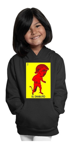 Sudadera Casual Negra Infantil De Loteria El Diablito A