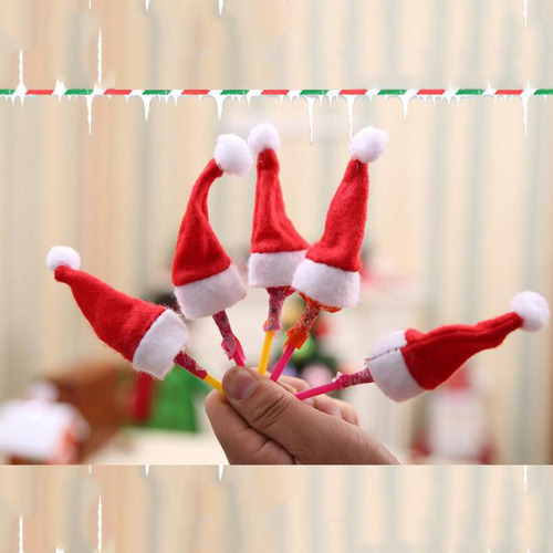 20pcs Diy Navidad Candy Santa Claus Hat Doll Crafts Decor