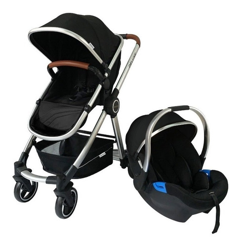 Cochecito de paseo Carestino Deluxe new black con chasis color plateado