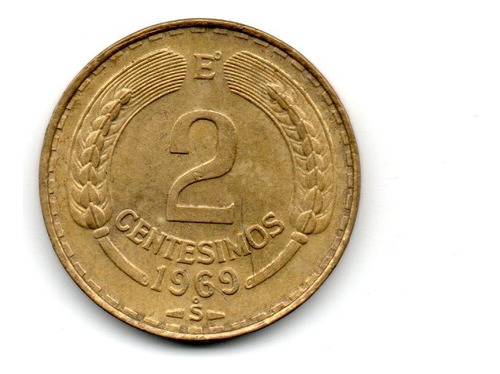 Chile Monedas 2 Centesimos De Escudo Año 1969 Km#193