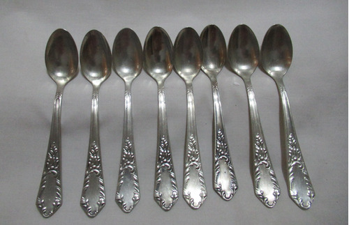 Antiguo Set 8 Cucharas De Té Alpaca Industria Argentina 14cm