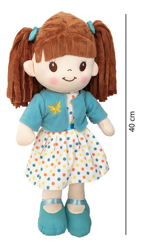 Muñeca De Trapo Y Tela Sherri Color Azul 40 Cm Marca Linzy Toys