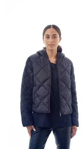 Campera Abrigo  Capucha Puffer Matelasse Corta Dama Suteki