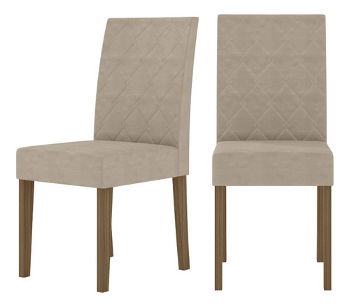 Kit De 6 Cadeiras Jade Com Tecido Em Suede Bordado