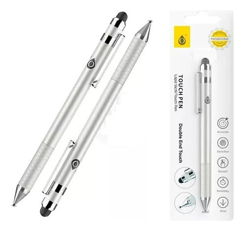 Lápiz Táctil Touch Pen Doble Puntero Tablet Smartphone Gris