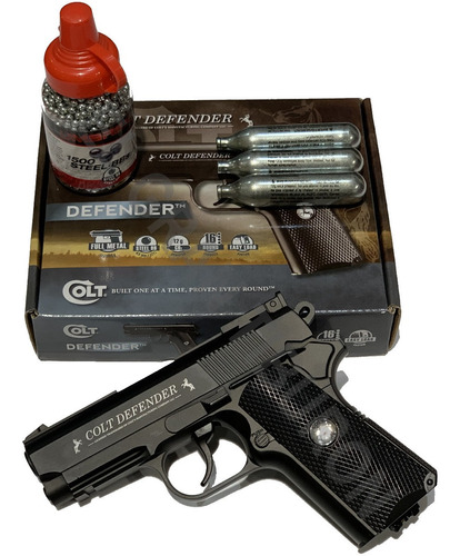 Pistola Colt Defender 100% Metal Co2 + 1500 Balines + 3 Gas